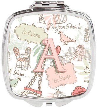 CJ2002-ASCM Letter a Love in Paris Pink Compact Mirror