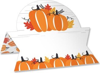 Big Dot of Happiness Fall Pumpkin - Halloween or Thanksgiving Party Tent Buffet Card - Table Setting Name Place Cards - Set of 24