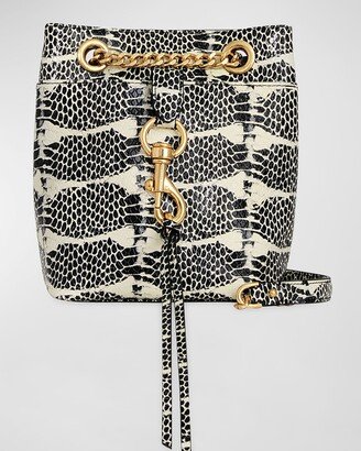 Edie Mini Snakeskin-Embossed Bucket Bag