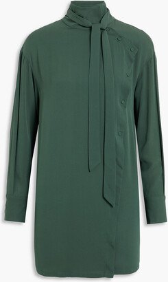 Tie-neck stretch-silk blouse