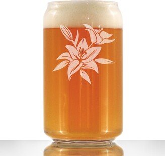 Lily - Beer Can Pint Glass Floral Themed Gifts & Décor For Gardeners Flower Lovers 16 Oz
