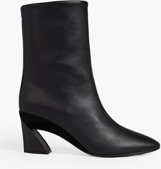 Amatea suede-trimmed leather ankle boots