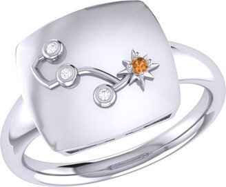 Monary Scorpio Citrine & Diamond Constellation Signet Ring in Sterling Silver