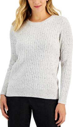 Women's Marl Crewneck Cable Sweater, Created for Macy's