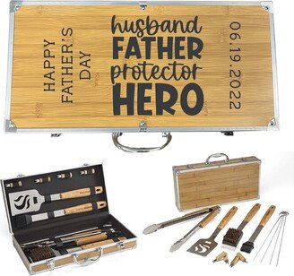 Father's Day Bbq Grilling Set, Grill Personalized Unique Fathers Gift, New Dad Step First