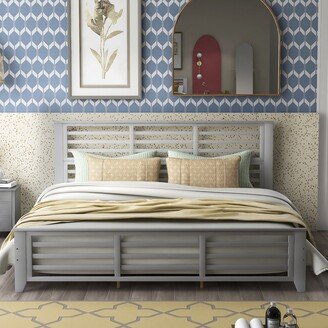 Platform bed with horizontal strip hollow shape