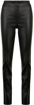 Slit-Cuff Leather Trousers