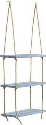 3-Tier Wood Hanging Rope Shelf