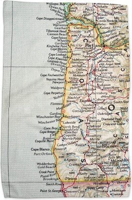 Oregon Coast Tea Towel - Kitchen Dishtowel Map Gift