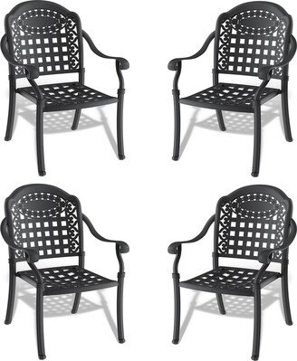BESTCOSTY 4 Piece Aluminum Patio Dining Chair With Cushions In Random Colors