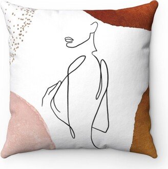 Throw Pillow Cover, Sensuous Female Art, Pink Rust Beige, White Fancy Luxury in Watercolor, Living Room, Bedroom Home Decor-AA