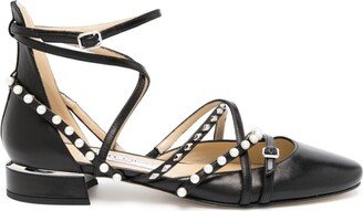 Celestia strappy leather flat pumps