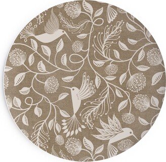 Salad Plates: Papercutting Floral And Hummingbirds - Neutral Salad Plate, Beige