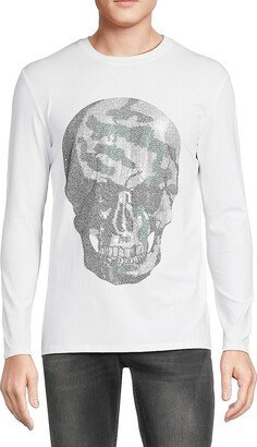 Heads or Tails Long Sleeve Camo Skull Rhinestone T Shirt