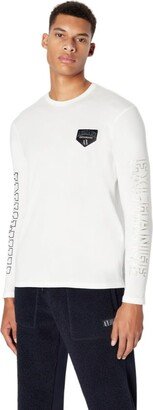 A|X ARMANI EXCHANGE Men's Regular Fit Crew Neck Long Sleeve Collegiate Capsule Tee