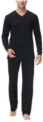 Men's Heat retaining Two Piece V-Neck & Lounge Pants Pajama Set