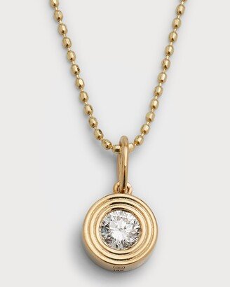 Mini Fluted Circular Diamond Charm on Light Bolita Chain