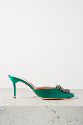 Hangisimu 70 Embellished Satin Mules - Green