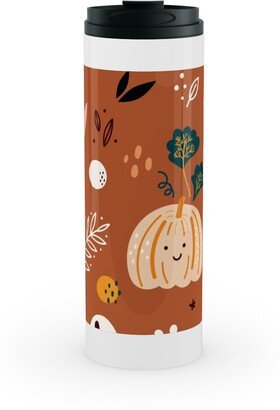 Travel Mugs: Autumn Pattern - Orange Stainless Mug, White, 16Oz, Orange