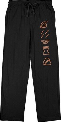 Naruto Shippuden Symbols Men's Black QT Sleep Pajama Pants-XXL