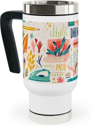 Travel Mugs: Send Joy - Multi Travel Mug With Handle, 17Oz, Multicolor