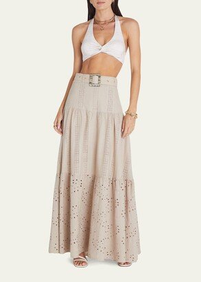 Aqua Blu Australia Carolina Embroidered Maxi Skirt-AB