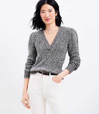 Petite Marled Ribbed V-Neck Sweater