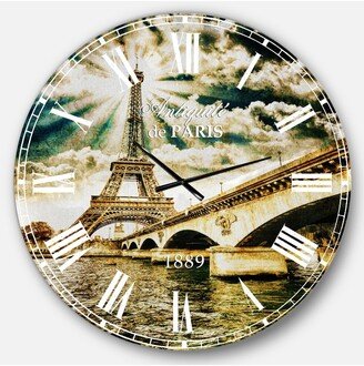 Designart Cityscape Photo Oversized Round Metal Wall Clock - 36 x 36