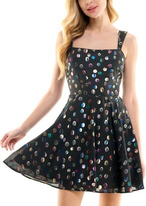 Juniors' Wide-Strap Tie-Back Fit & Flare Dress