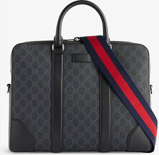 Mens Black/nero/brb Logo-print Coated-canvas Briefcase