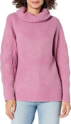 Women's Turtle Neck Rib Sweater (Mulberry) Women's Sweater