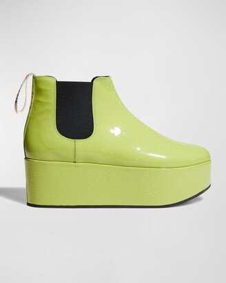 Calfskin Wedge Platform Chelsea Boots