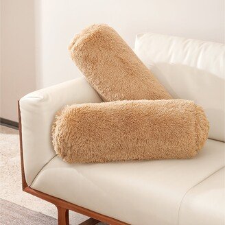 Cheer Collection 8 x 24 Set of 2 Shaggy Long Hair Bolster Pillows