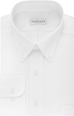 Men's Regular Fit Twill Solid Button Down Collar Dress Shirt (White) Men's Long Sleeve Button Up