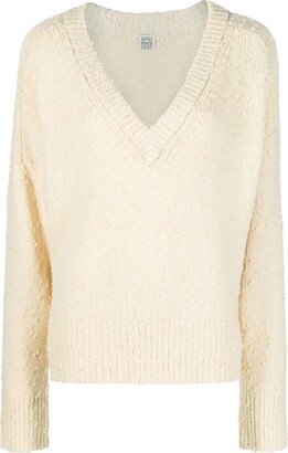 V-neck textured jumper