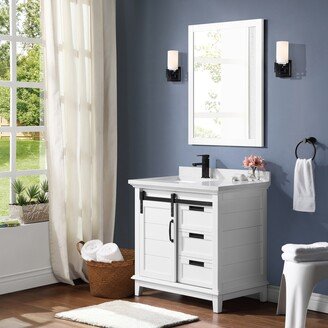 Edenderry 36 in. Vanity White Finish Black Hardware Power Bar