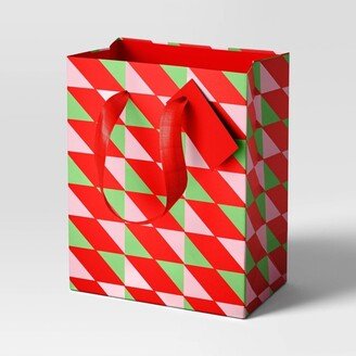 Petite Geometric Pattern Christmas Gift Bag Pink/Red/Green - Wondershop™