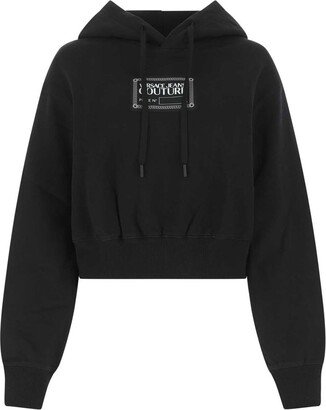 Logo-Printed Long-Sleeved Drawstring Hoodie-AA