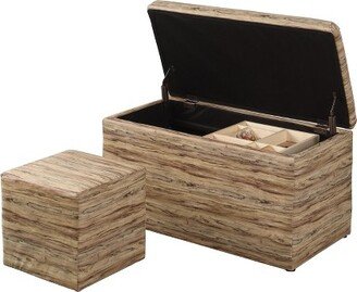 Ore International 1 Seating Storage Ottoman with Hidden Tray Beige