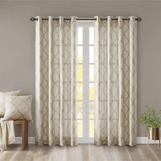 Gracie Mills Saratoga Fretwork Print Grommet Top Window Curtain Panel - 50x84-AB