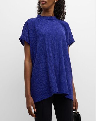 Petite Woven Plisse Mock-Neck Tunic