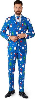 OppoSuit Men' Chritma Suit - Fetivity Blue - Size: US 40