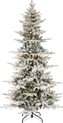 Puleo 7.5' Pre-Lit Flocked Utah Fir Artificial Christmas Tree Clear Lights