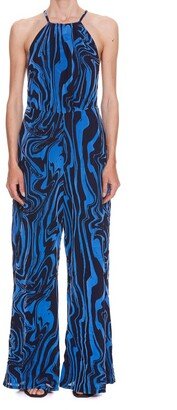 Abstract-Print Sleeveless Jumpsuit