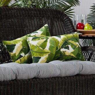 Havenside Home San Elijo Palm Leaves White Outdoor Lumbar Pillows