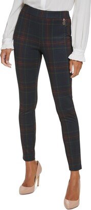 Women's Plaid High-Rise Pull-On Skinny Pants