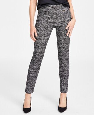 Petite Mid-Rise Pull-On Jacquard Bengaline Skinny Pants, Created for Macy's