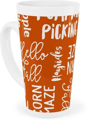 Mugs: Favorite Things Of Fall - Fall Words On Cider Tall Latte Mug, 17Oz, Orange