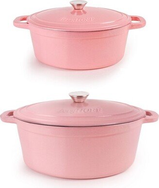 Neo 4Pc Cast Iron Cookware Set, 5qt. & 8qt. Dutch Ovens, Matching Lids, Pink