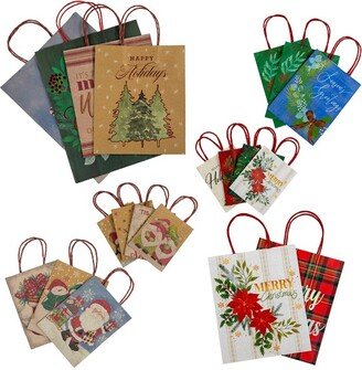 Northlight 20-Count Assorted Christmas Themed Paper Gift Bags